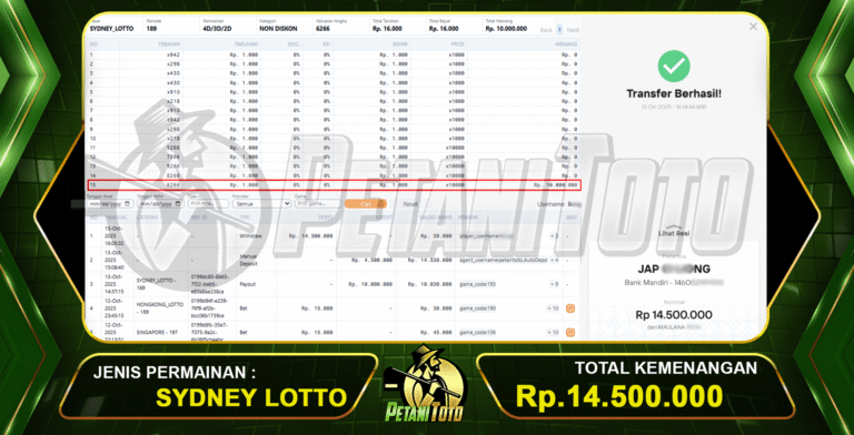 PEMBAYARAN JACKPOT TOGEL PETANITOTO