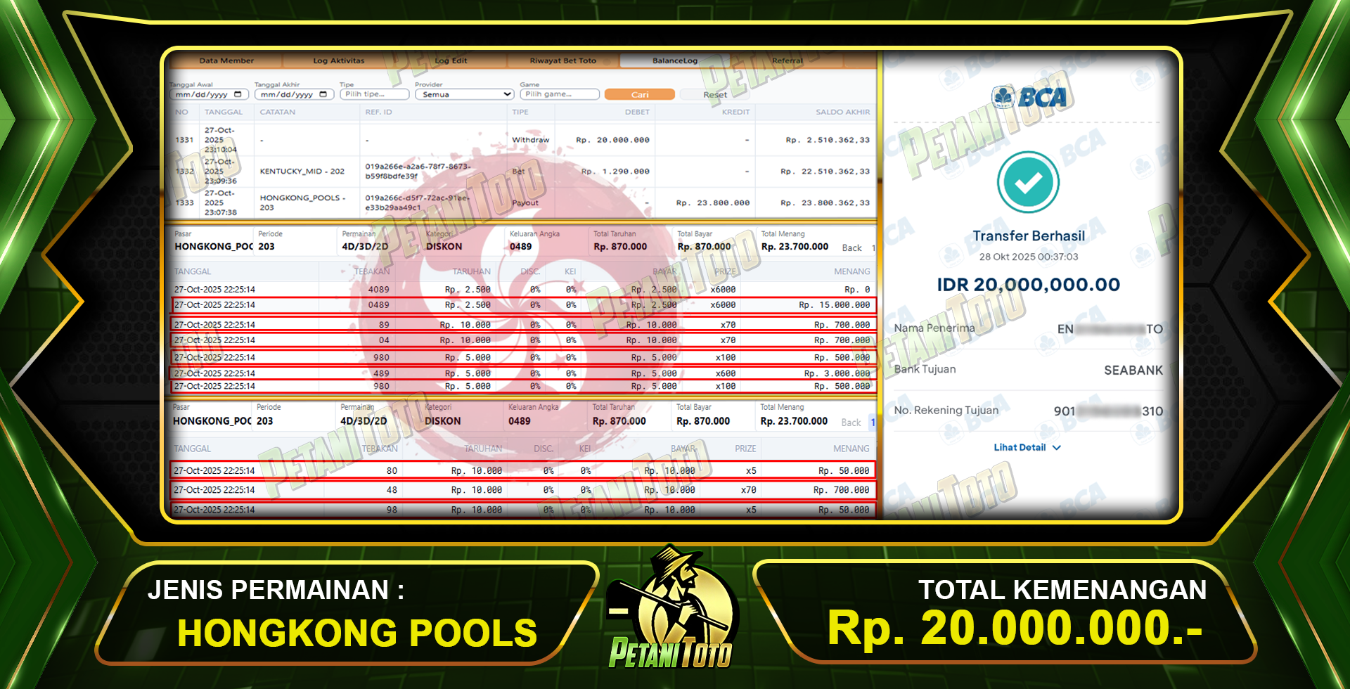 HONGKONG POOLS JACKPOT PETANITOTO