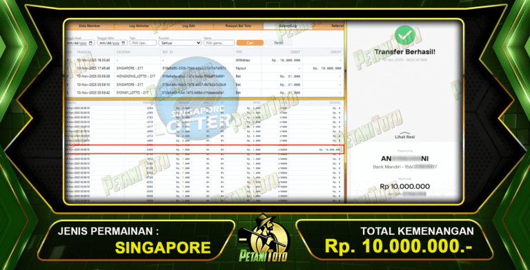 Togel Singapore Tembus PETANITOTO