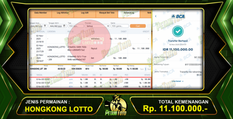 BERHASIL KEMENANGAN HK PETANITOTO