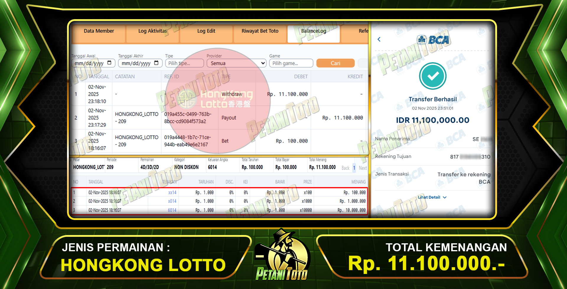 BERHASIL KEMENANGAN HK PETANITOTO