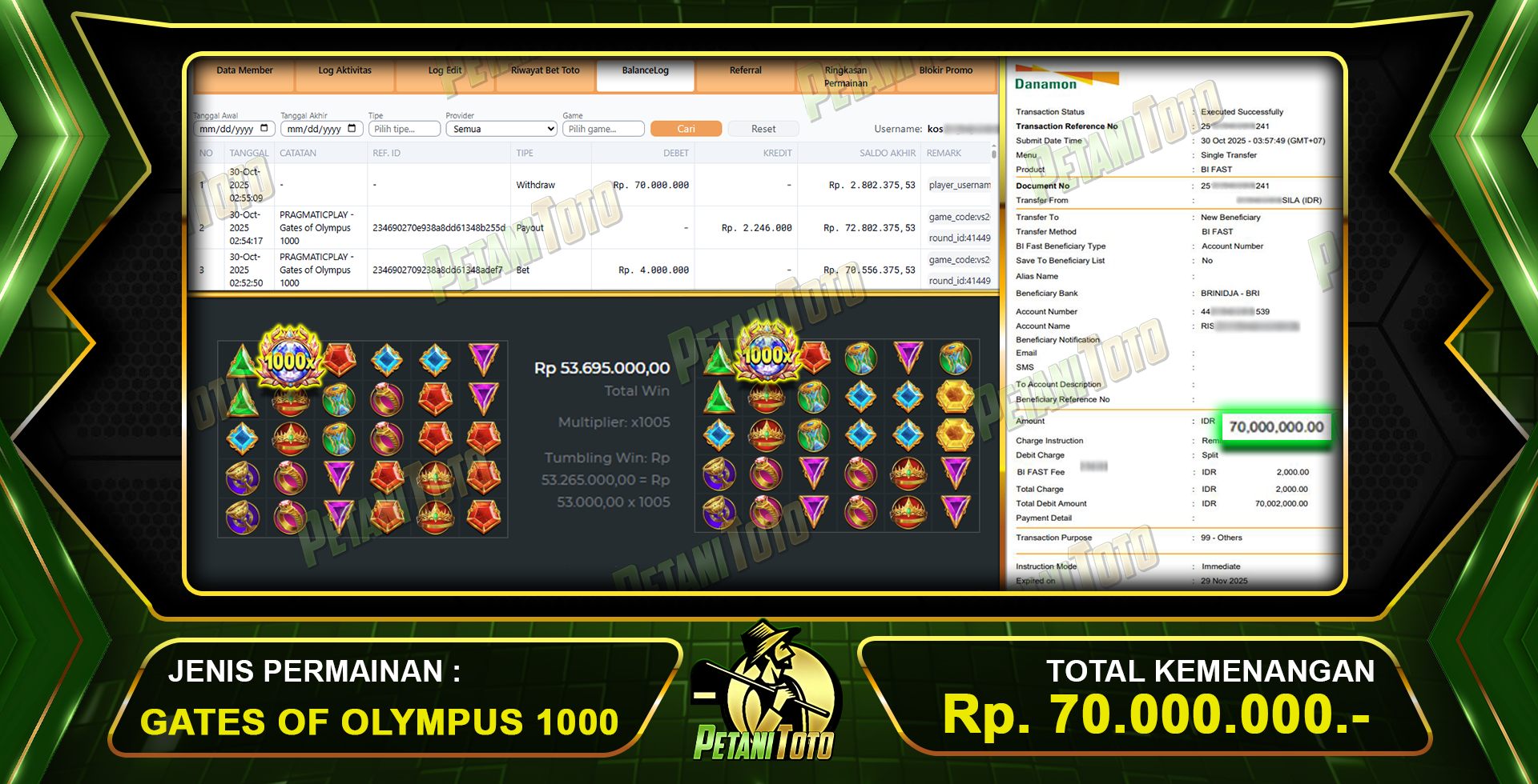 JACKPOT 70 JUTA PETANITOTO