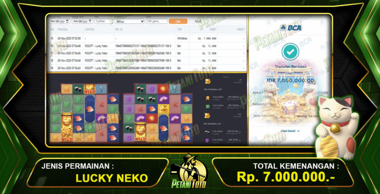 MENANG LUCKY NEKO PETANITOTO
