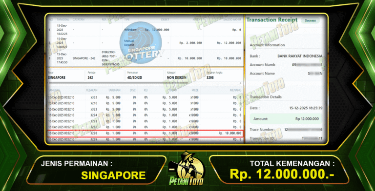 PUAS DENGAN SINGAPORE PETANITOTO