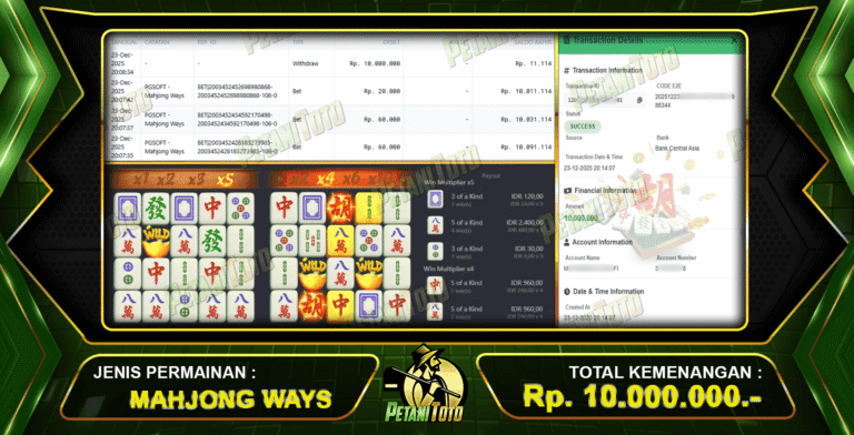MODAL RECEH SLOT PETANITOTO