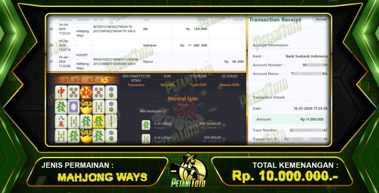 PUAS DENGAN MAHJONG PETANITOTO