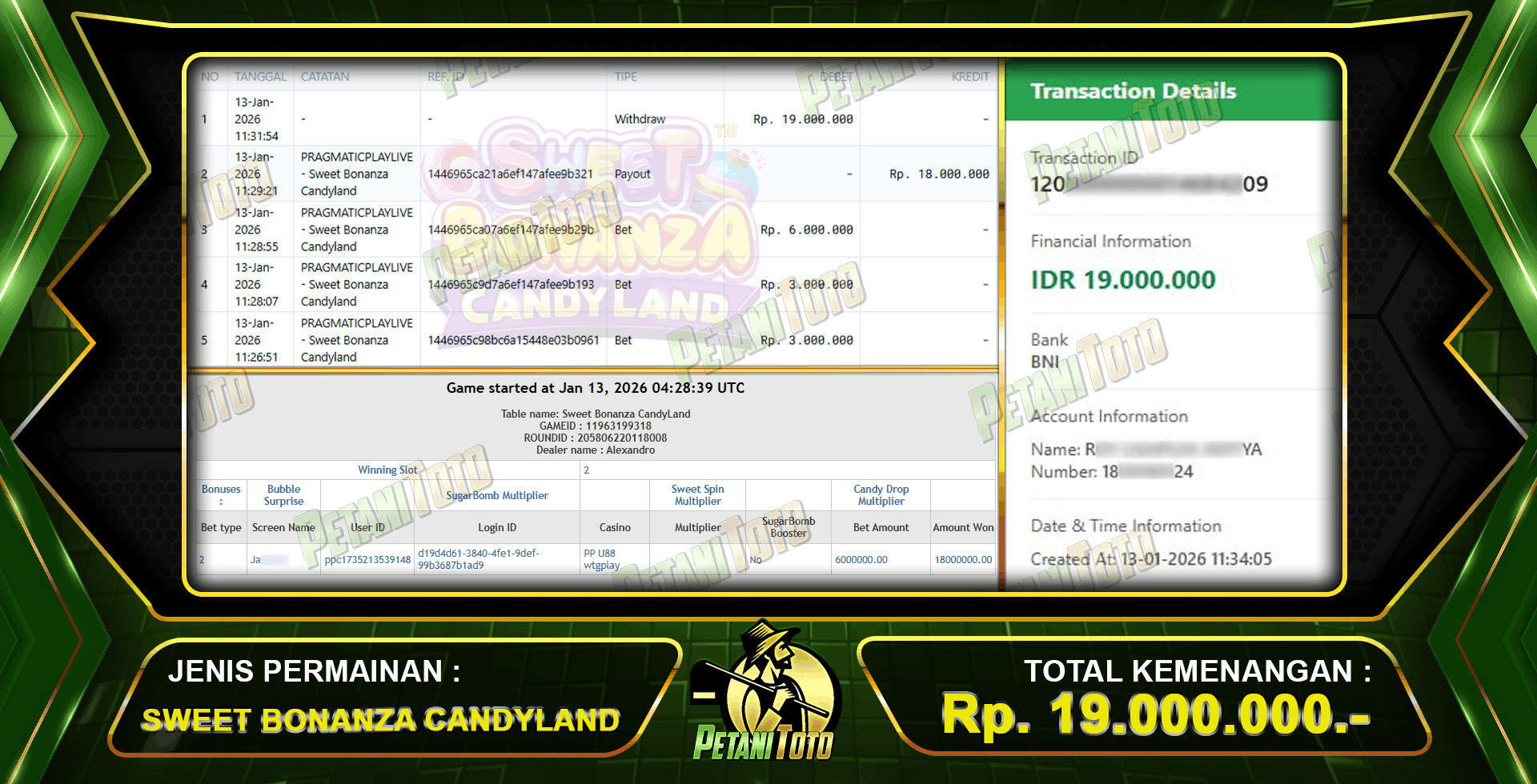 KEMENANGAN BONANZA PETANITOTO