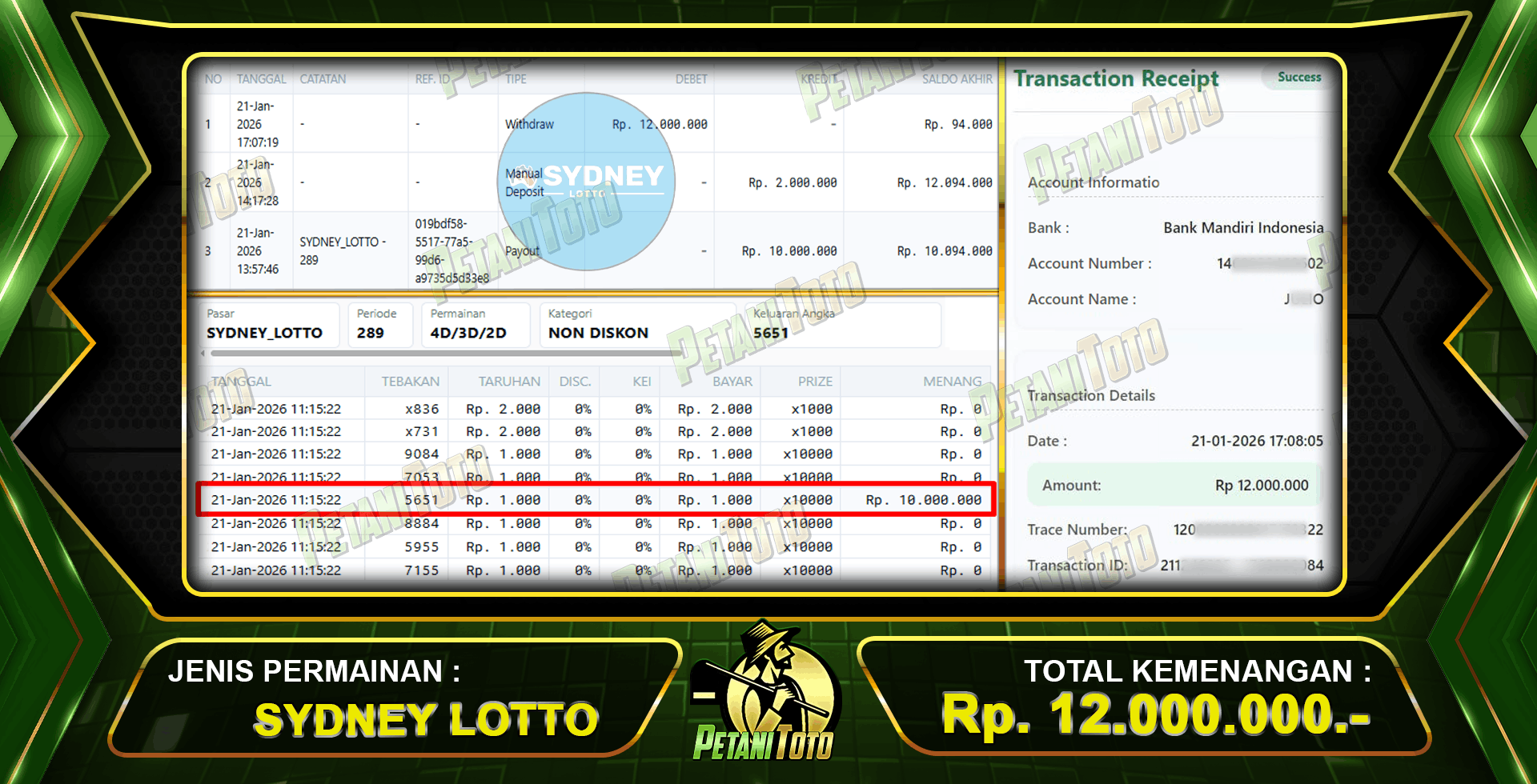 BUKTI WIN TOGEL PETANITOTO