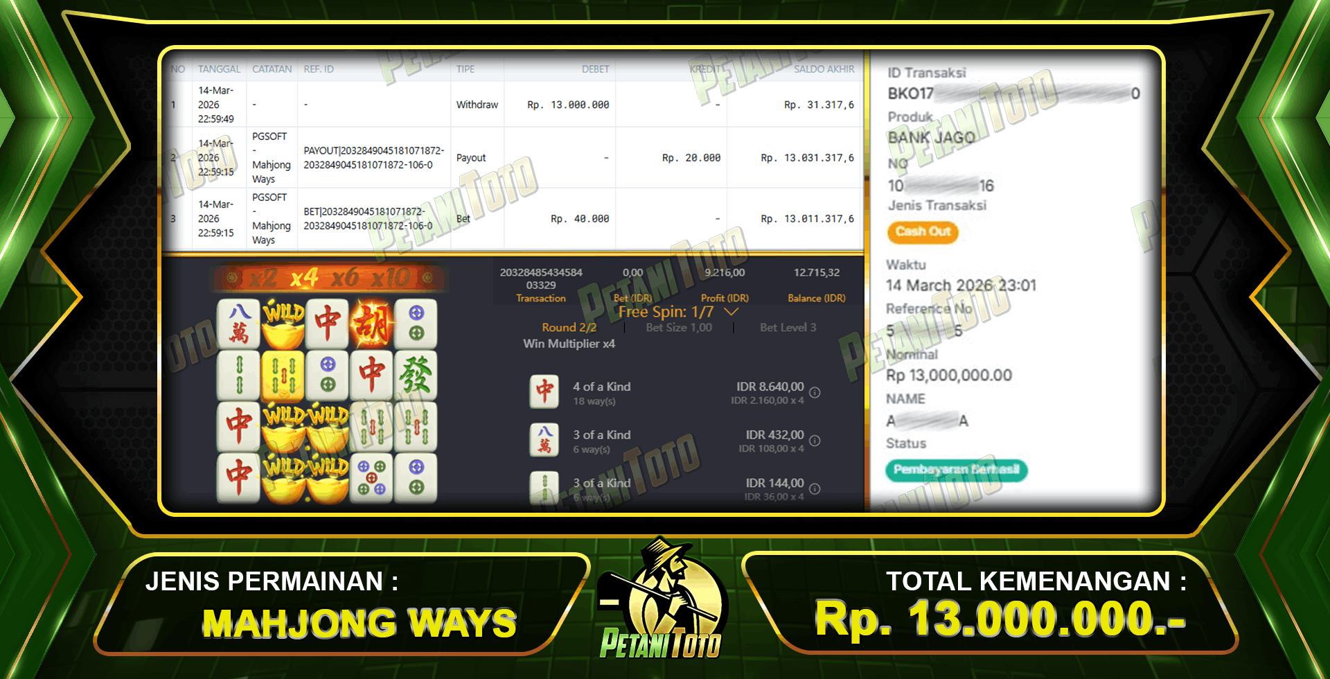 KEMENANGAN MAHJONG WAYS PETANITOTO