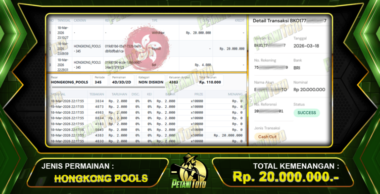 PEMBAYARAN TOGEL HONGKONG PETANITOTO