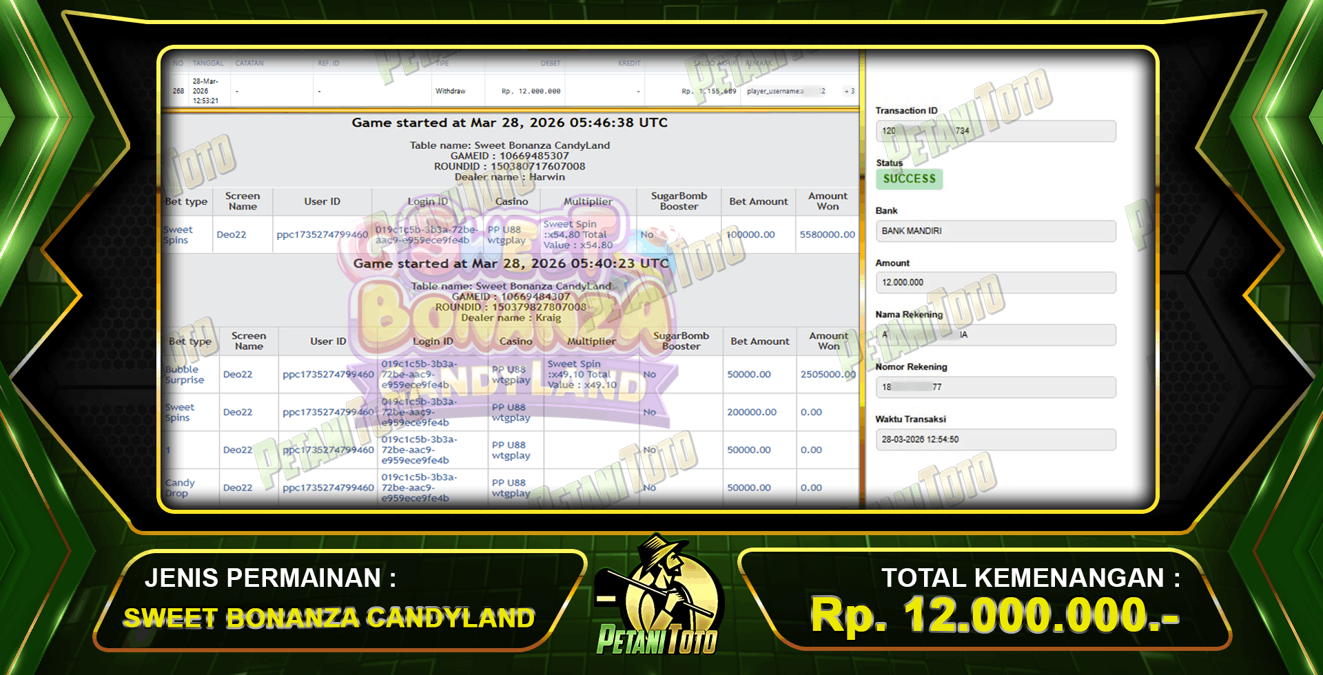 PUAS DENGAN BONANZA PETANITOTO 