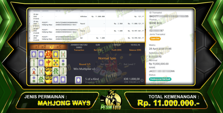 KEMENANGAN SLOT MAHJONG PETANITOTO