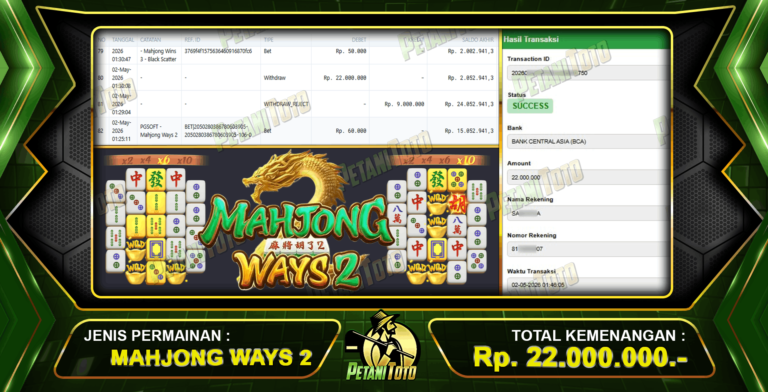 TERBUKTI SLOT MAHJOMG PETANITOTO