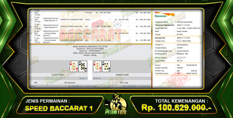KEMENANGAN CASINO BACCARAT PETANITOTO