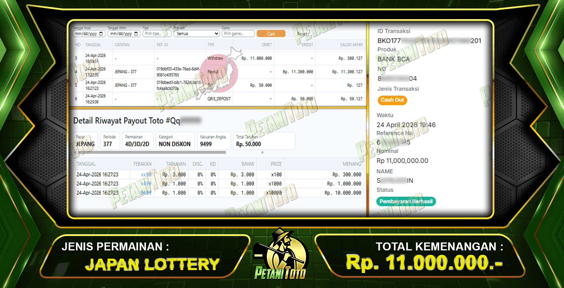 KEMENANGAN TOGEL JAPAN PETANITOTO