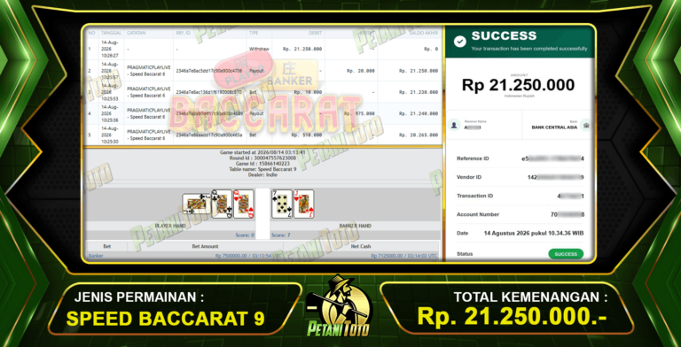 KEMENANGAN BESAR BACCARAT PETANITOTO
