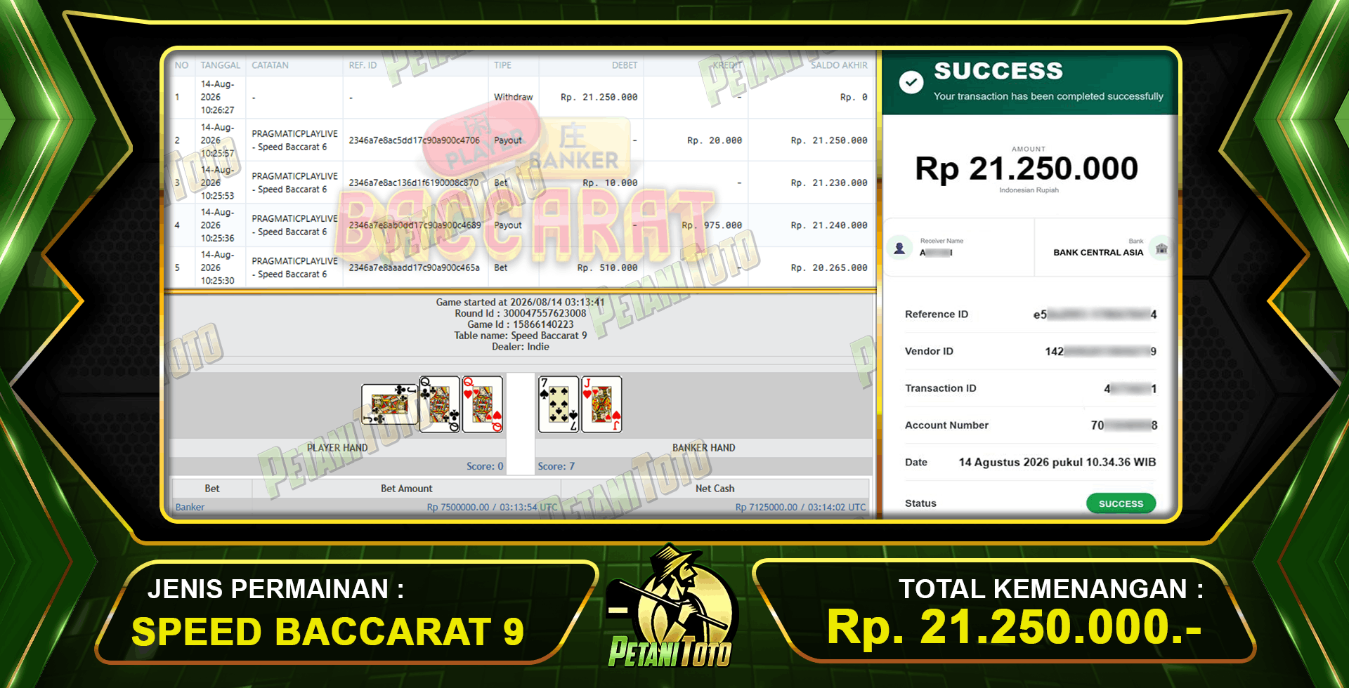 KEMENANGAN BESAR BACCARAT PETANITOTO